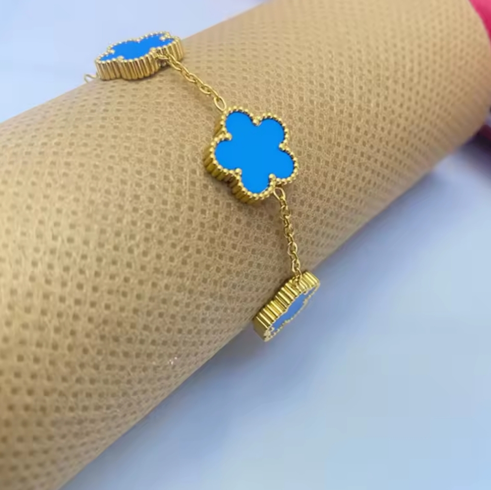 Gold and Turquoise Floral Bracelet